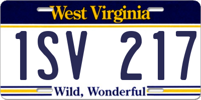WV license plate 1SV217
