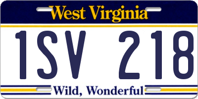 WV license plate 1SV218
