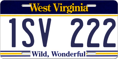 WV license plate 1SV222