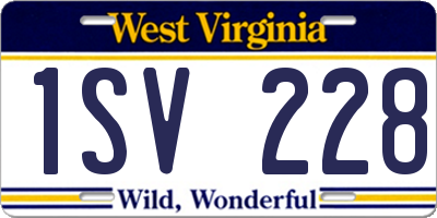 WV license plate 1SV228