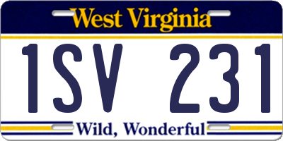 WV license plate 1SV231