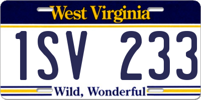 WV license plate 1SV233