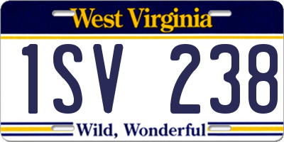 WV license plate 1SV238