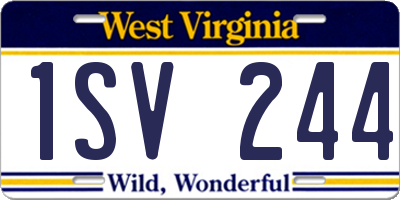 WV license plate 1SV244