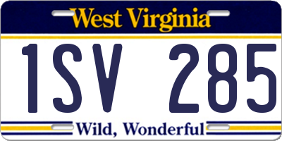 WV license plate 1SV285