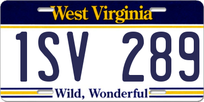 WV license plate 1SV289