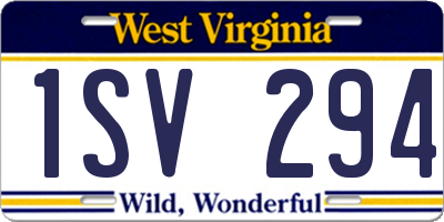 WV license plate 1SV294