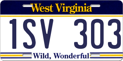 WV license plate 1SV303