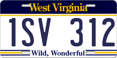 WV license plate 1SV312