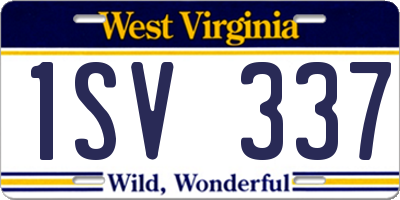 WV license plate 1SV337