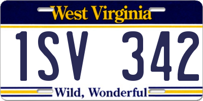 WV license plate 1SV342