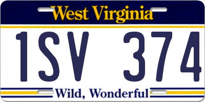 WV license plate 1SV374