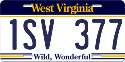 WV license plate 1SV377