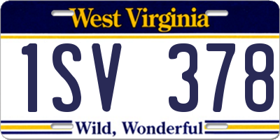 WV license plate 1SV378