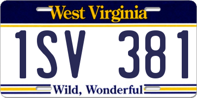 WV license plate 1SV381