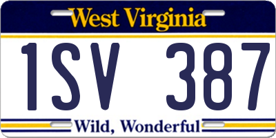 WV license plate 1SV387