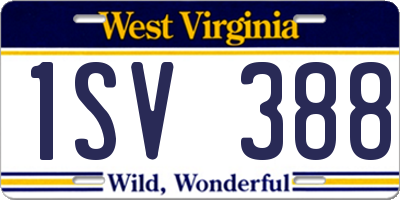 WV license plate 1SV388