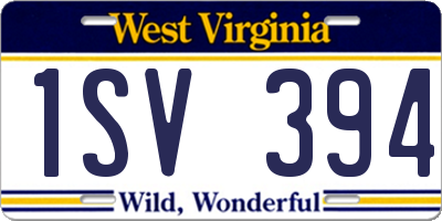 WV license plate 1SV394