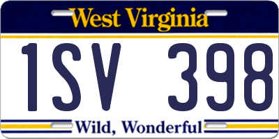 WV license plate 1SV398