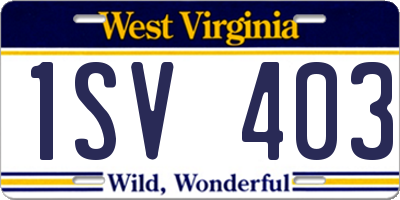 WV license plate 1SV403