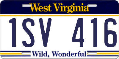 WV license plate 1SV416