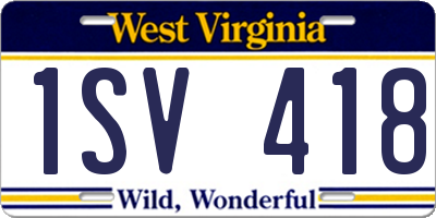 WV license plate 1SV418