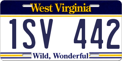 WV license plate 1SV442
