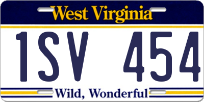 WV license plate 1SV454