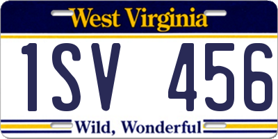 WV license plate 1SV456