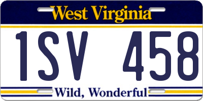 WV license plate 1SV458