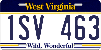 WV license plate 1SV463