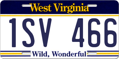 WV license plate 1SV466