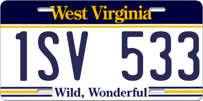 WV license plate 1SV533
