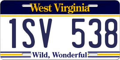 WV license plate 1SV538