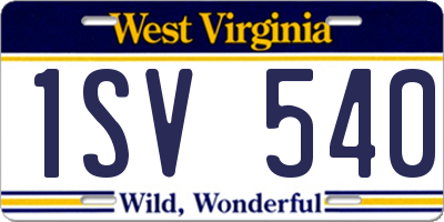 WV license plate 1SV540