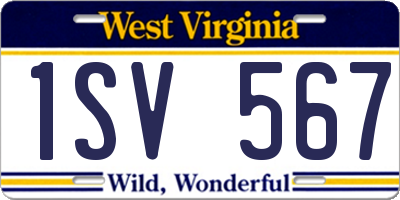 WV license plate 1SV567