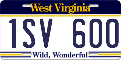 WV license plate 1SV600