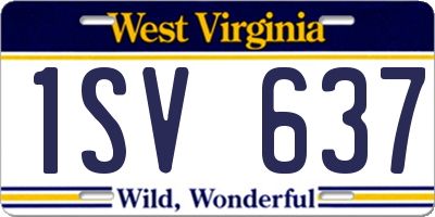 WV license plate 1SV637