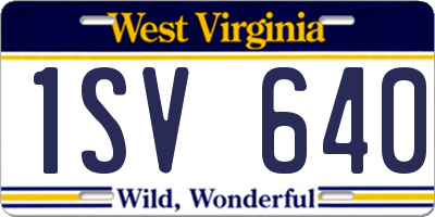 WV license plate 1SV640