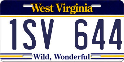WV license plate 1SV644