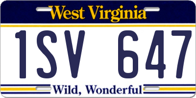 WV license plate 1SV647