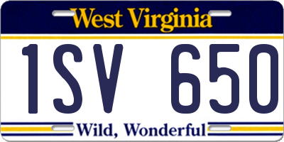 WV license plate 1SV650
