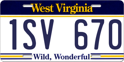 WV license plate 1SV670
