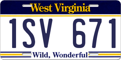WV license plate 1SV671