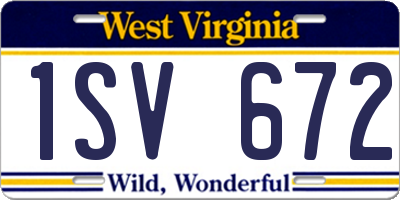 WV license plate 1SV672