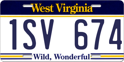 WV license plate 1SV674