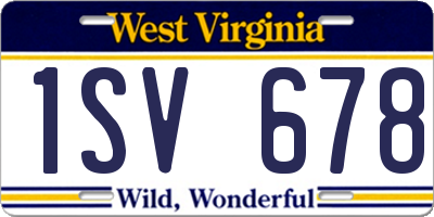 WV license plate 1SV678