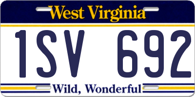 WV license plate 1SV692