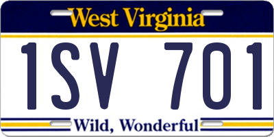 WV license plate 1SV701