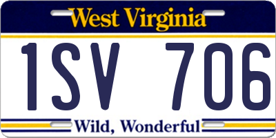 WV license plate 1SV706